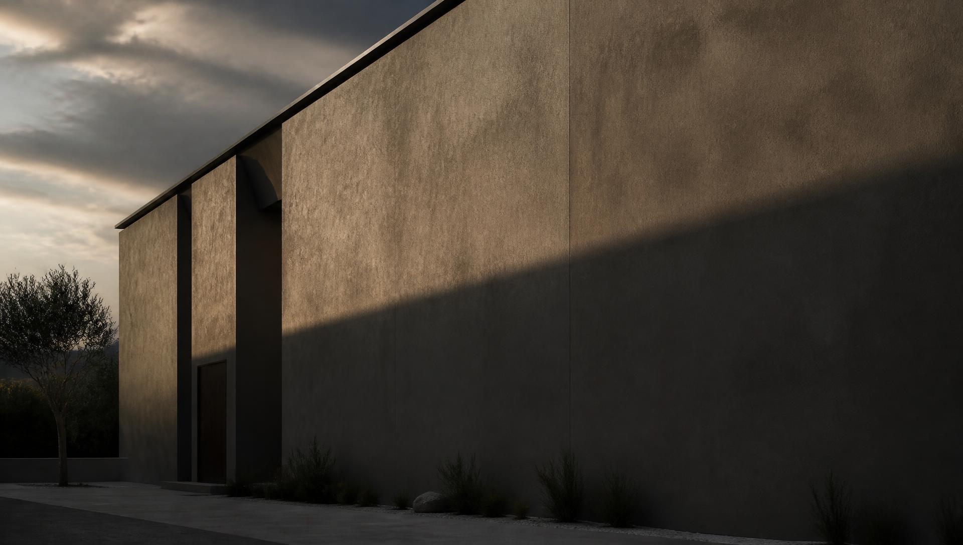 Detail of a freshly finished exterior stucco wall